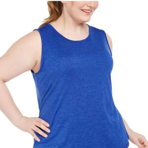 Ideology Women's Plus Size Keyhole-Back Tank Top (Cosmic Cobalt, 2X)